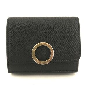 Bvlgari Black Compact  Wallet with Gold Accent